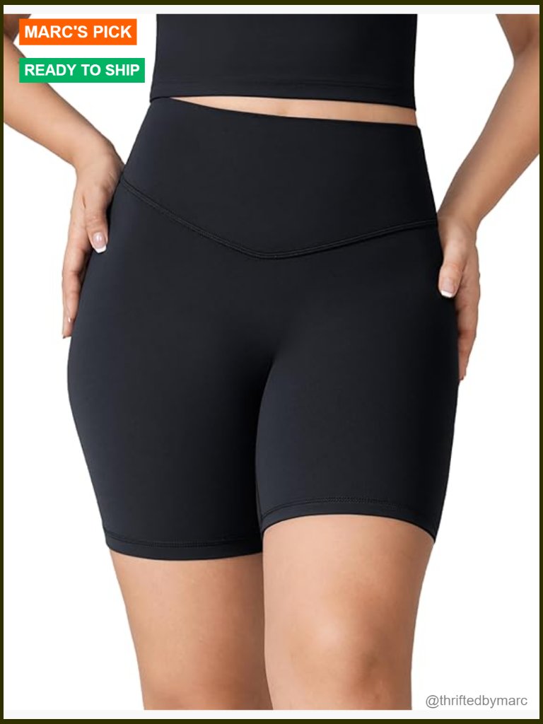 High Waisted Tummy Control Bike Shorts 6" Inseam Buttery Soft Workout Yoga
